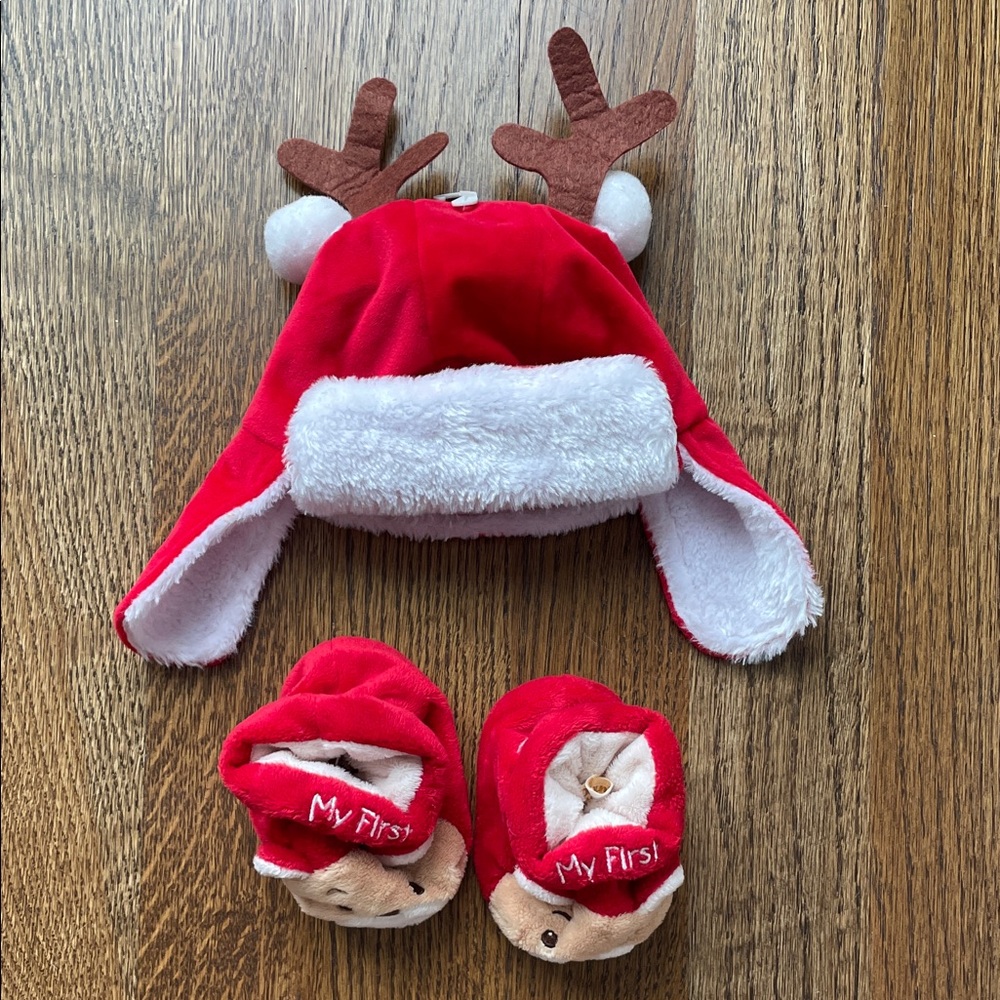 Red Reindeer Hat and Booties